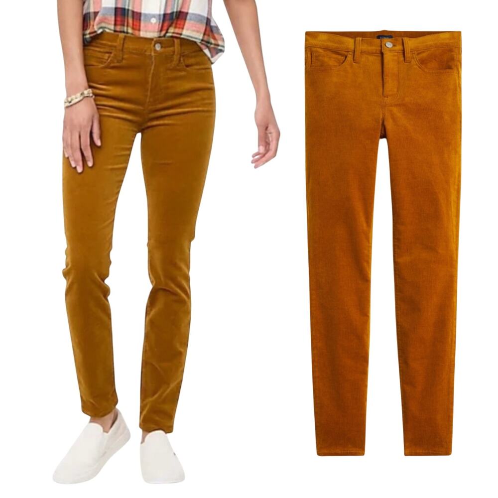 J Crew Mid Rise Skinny Corduroy Pants Golden Brandy Tan Brown Womens size 29